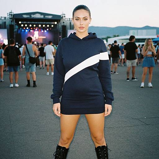 Sporty Stylish Woman at Rooftop Festival
