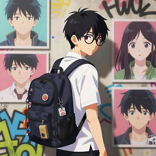Nerdy Anime Boy with Gadgets