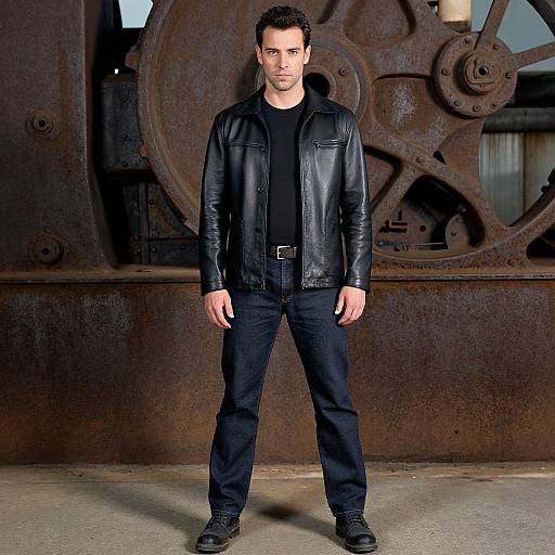 Confident Man in Classic Leather Blazer