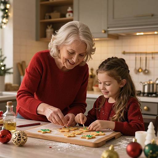 Grandmother and Granddaughter Christmas Baking