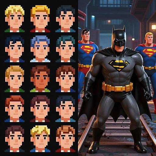 Retro Pixelated Comic Collage