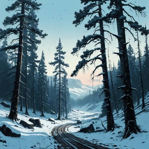 Snowy Forest Railway Landscape