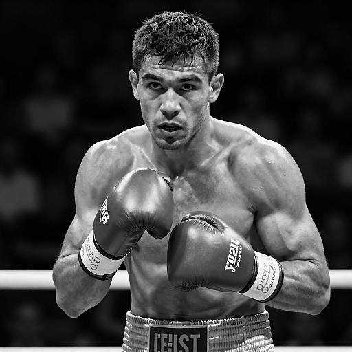 Intense Boxer Captured in Black and White