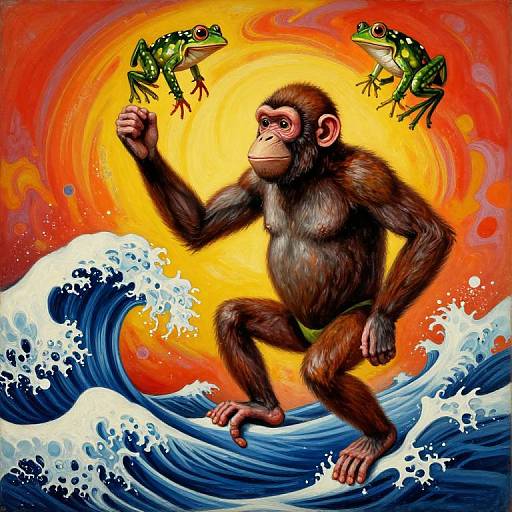 Psychedelic Ape Juggling Frogs Wave