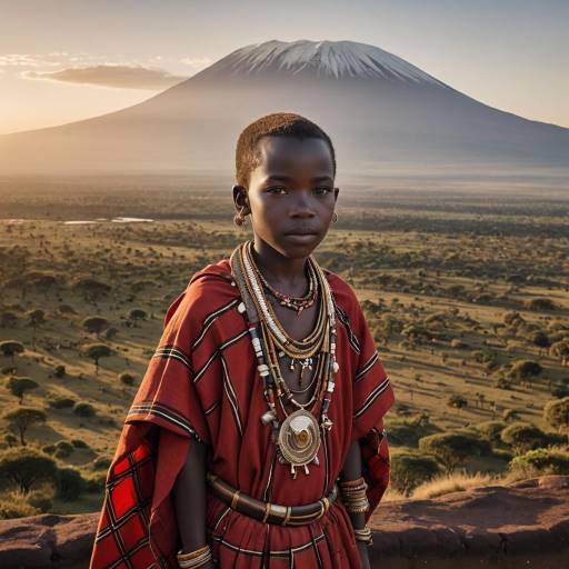Maasai Boy Portrait with Kilimanjaro Backdrop Maasai Boy Portrait with Kilimanjaro Backdrop