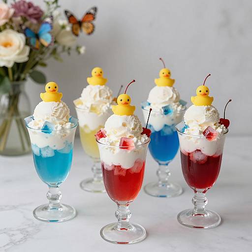 Colorful Ice Cream Cups with Ducks