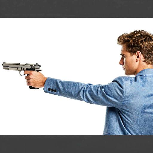 Profile of Man Pointing Handgun