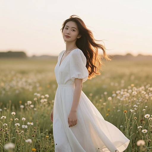 Young Woman in Flowing Dress