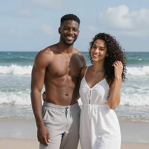 Joyful Couple at the Beach