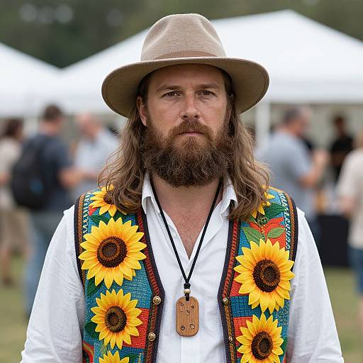 Bearded Man in Sunflower Vest