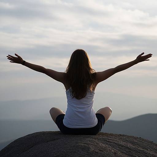 Serene Woman on Rocky Outcrop