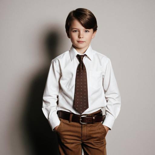 Young Boy in White Shirt and Tie