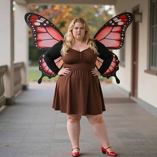 Plus Size Fairy Costume in Autumn Setting