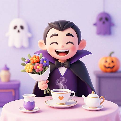 Friendly Vampire at Halloween Tea Party
