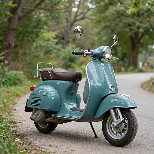 Vintage Teal Moped on Country Lane