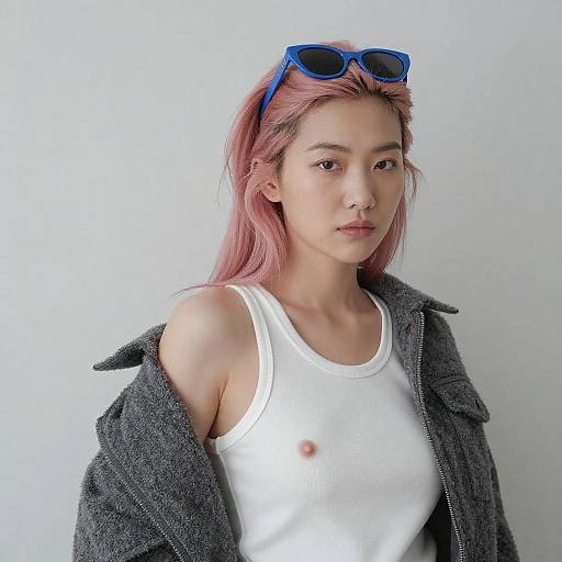 Portrait of Asian Woman with Pastel Hair