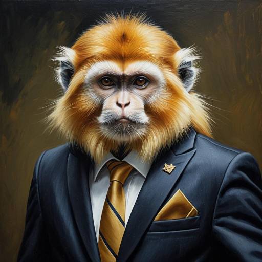 Golden Snub-Nosed Monkey in Formal Suit