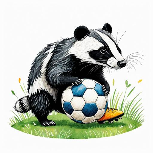 Cute Badger Playing Soccer Illustration