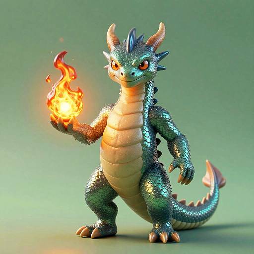 Miniature Dragon with Fiery Orb