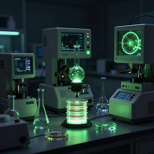 Bioluminescent Dark Biotech Lab