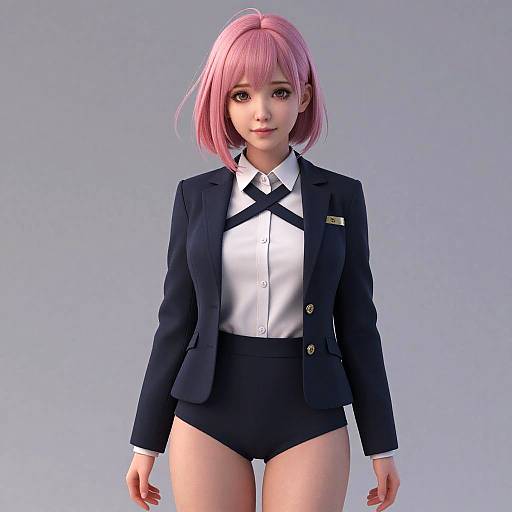 Realistic Young Woman in Stylish Business Suit