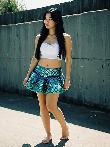 Woman Wearing Mermaid Mini Skirt Costume