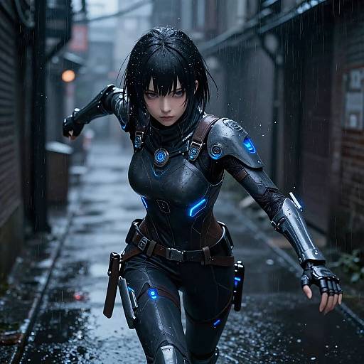 Futuristic Cyber Ninja Anime Girl