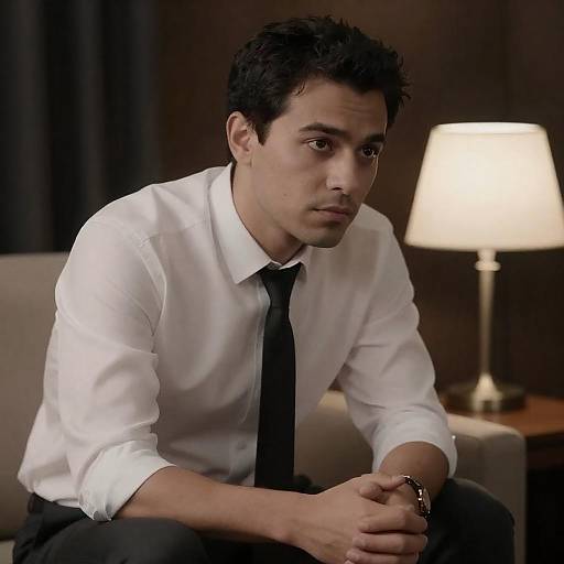 Man in White Shirt Sitting on Couch