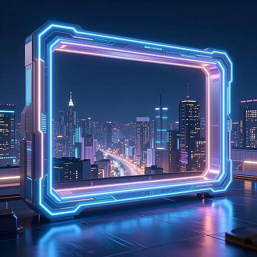 Infinite Neon Cyberpunk 3D Frame