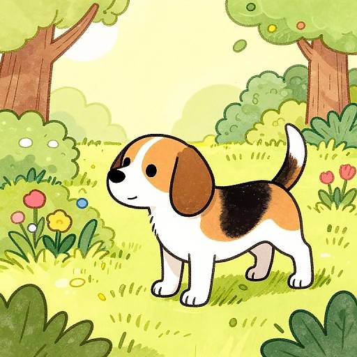 Caravaggio Beagle in Sunny Garden