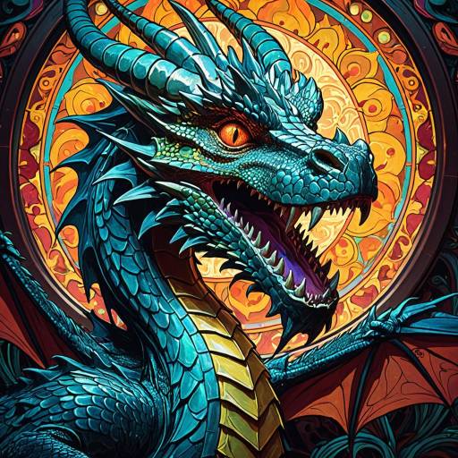 Psychedelic Blue Dragon Digital Painting