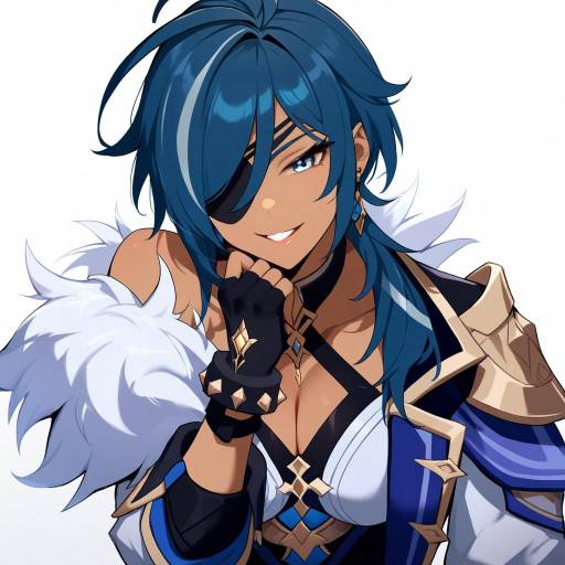 Stylish Dark-Skinned Genshin Impact Character