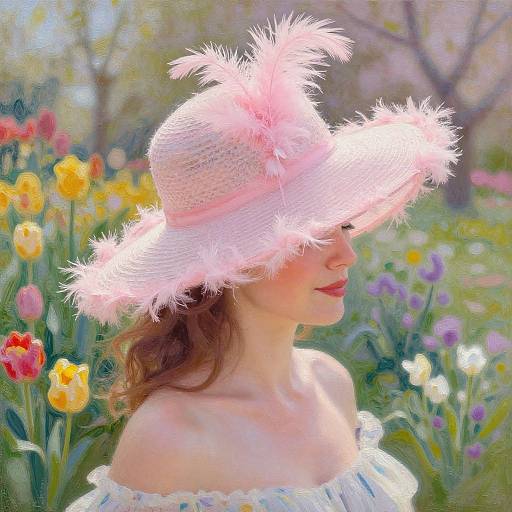 Woman in Pink Feather Hat