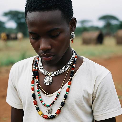Young African Man Wearing Traditional Jewelry