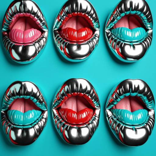 Vibrant Metallic Lips in Pop Art Style