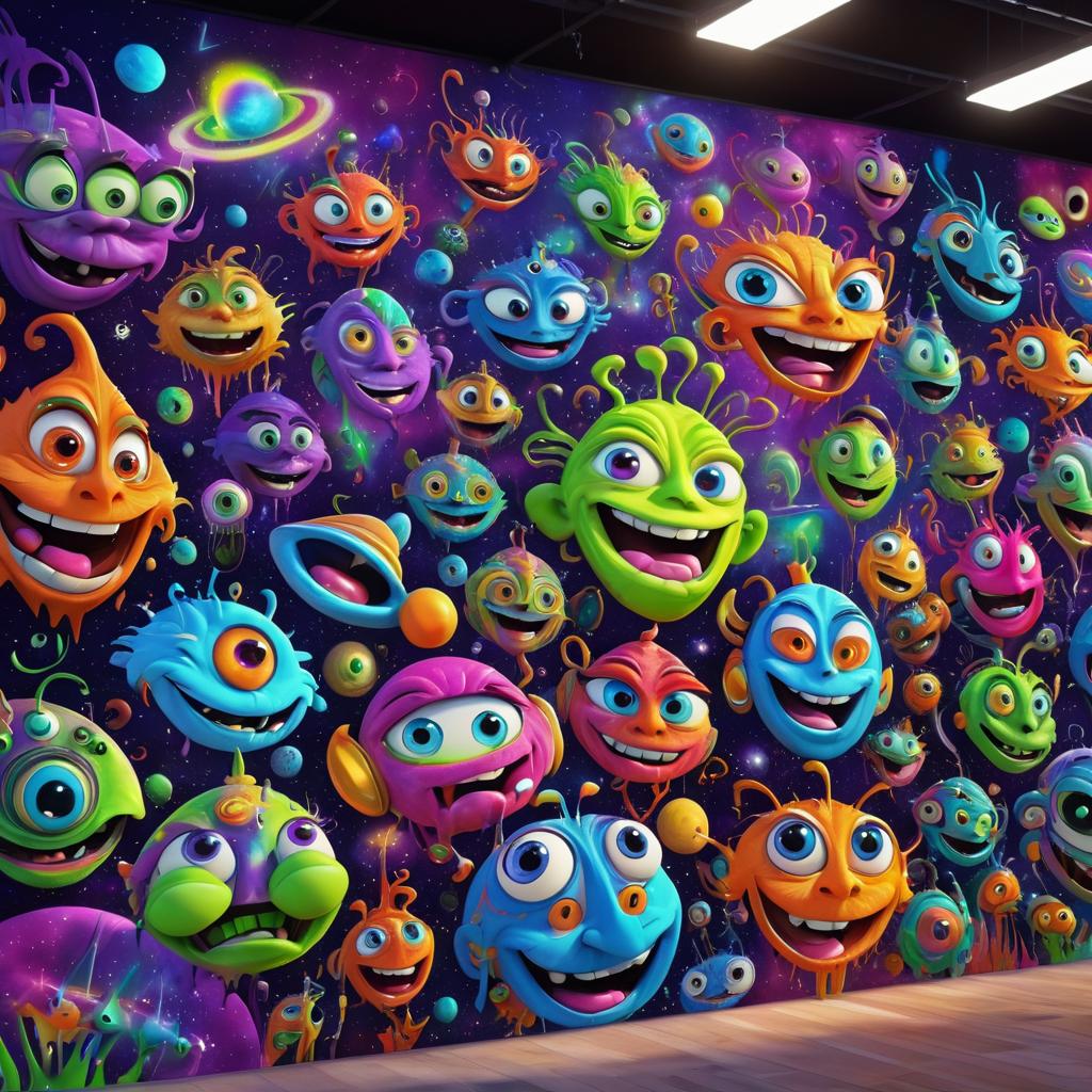 Playful Aliens on a Cosmic Graffiti Wall