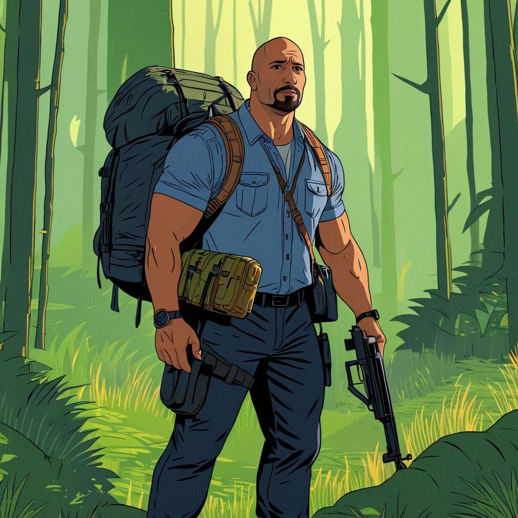 Dwayne Johnson vs Zombie in Fairy-Tale Style