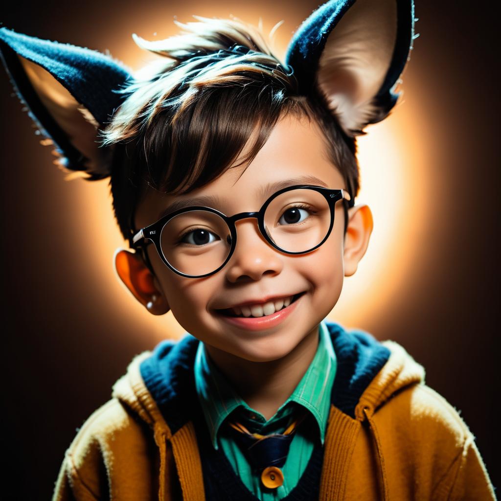 Cheeky Boy with Glasses in Dramatic Style