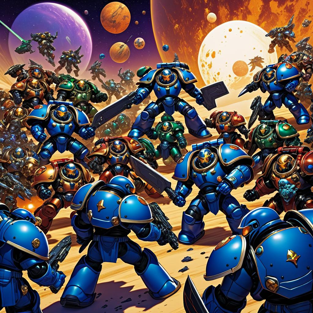 Dynamic Space Marines in Alien Battle