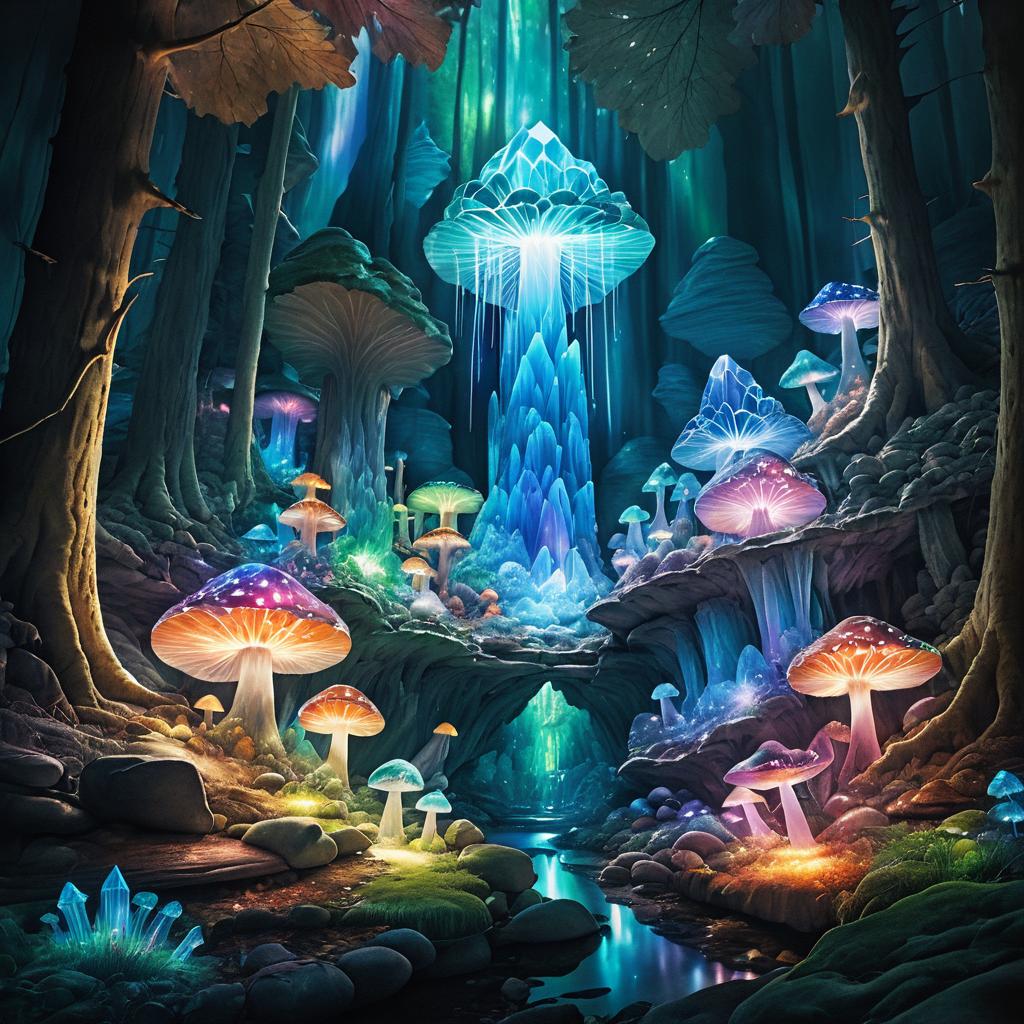 Vibrant Crystal Cave in Forest