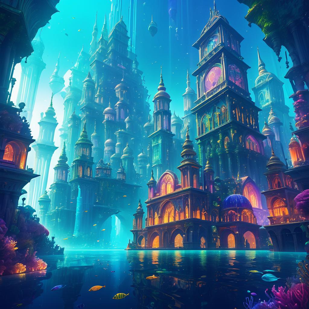 Vibrant Underwater City Illustration