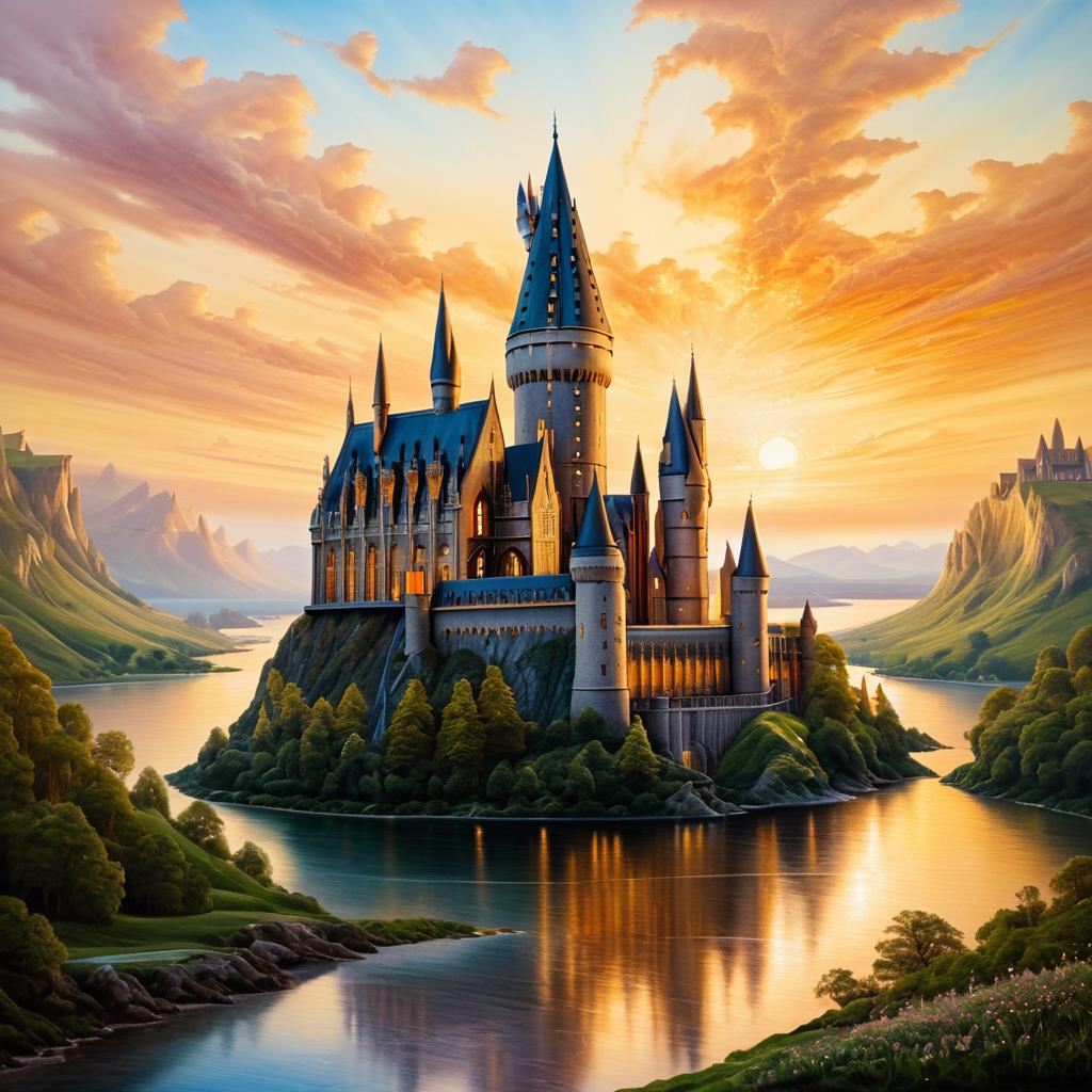 Magical Sunrise Over Hogwarts Castle