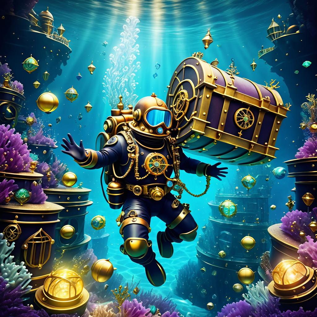 Steampunk Diver and Sunken Treasure Adventure