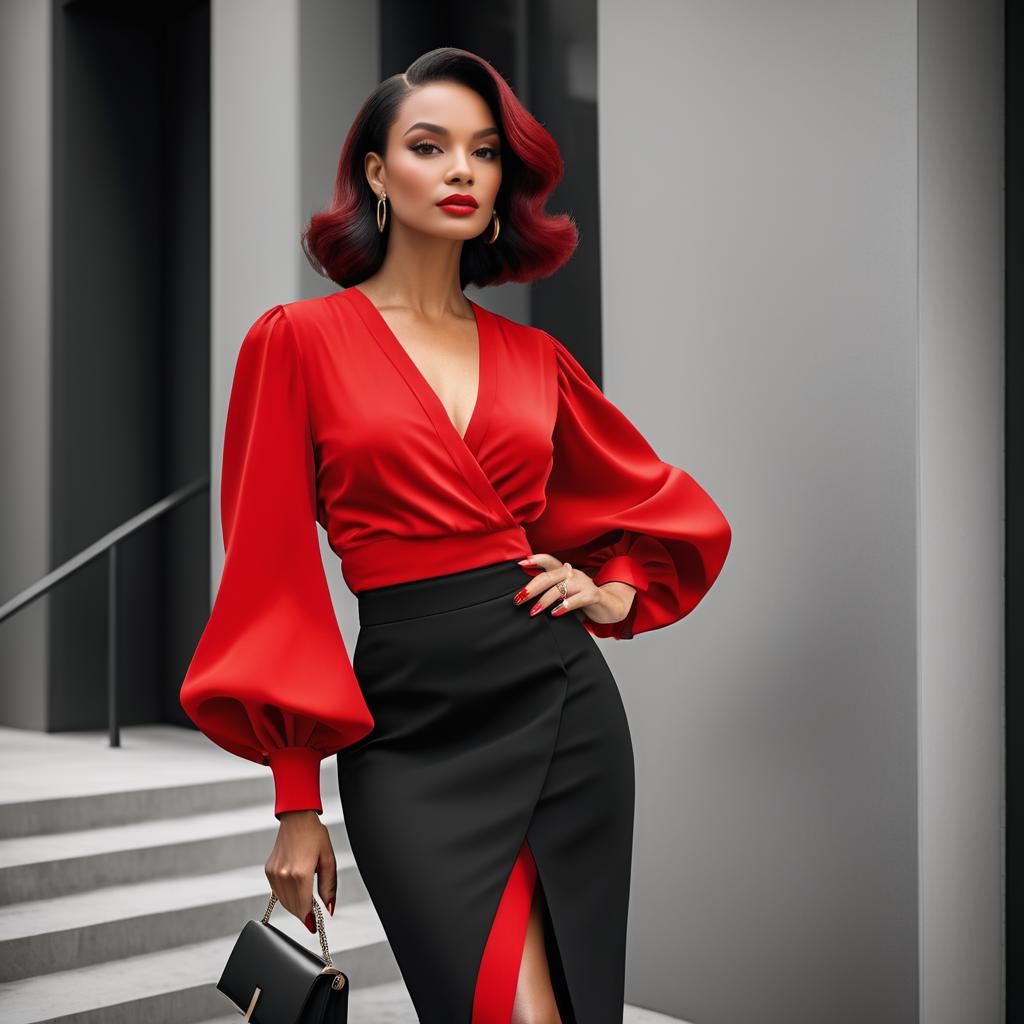 Chic High Fashion Woman in Bold Colors