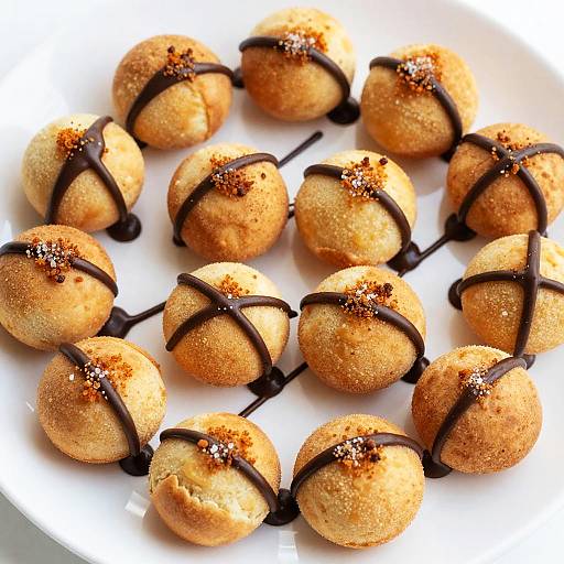 Golden Brown Pastries with Chocolate Drizzle
