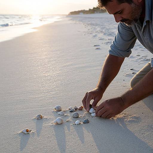 Dusk Beachscape with Shell Collector