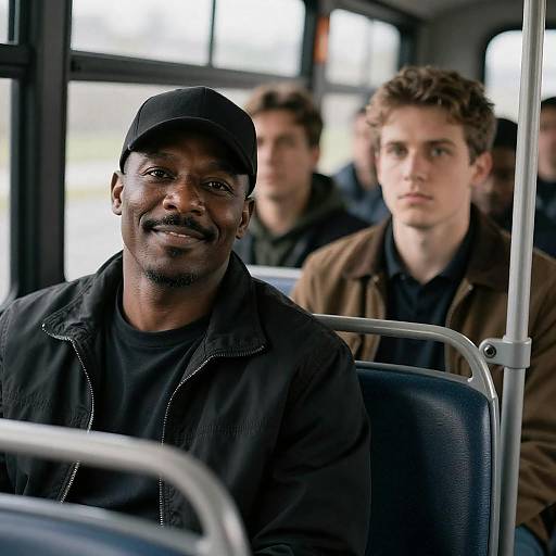 Two Men Sitting on a Bus