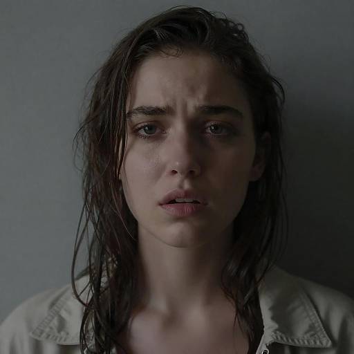 Intense Portrait of a Wet-Haired Woman