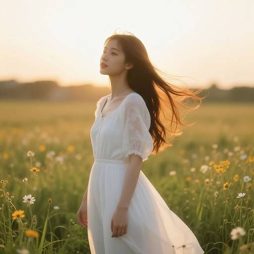 Serene Meadow Sunrise Girl