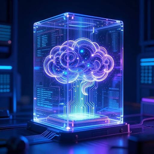 Pixu AI in Glowing Data Core